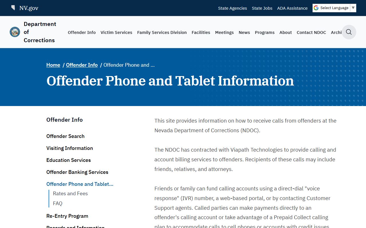 Lovelock Correctional Center NDOC phone tablet information